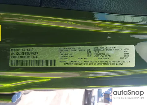 2022 Jeep Gladiator Rubicon 4X4 from USA, damaged, VIN 1C6JJTBG4NL105523